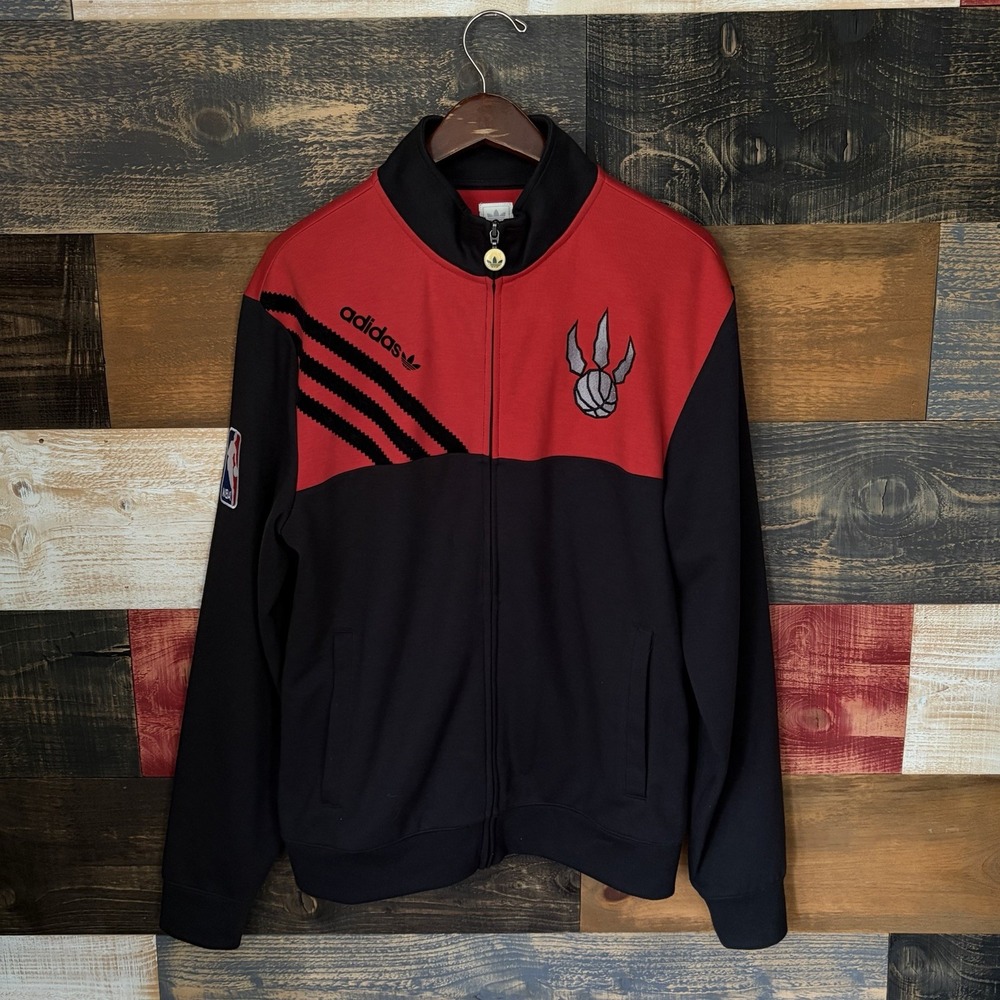 Vintage Toronto Raptors Adidas Track Jacket Red Black NBA Mens Medium 90s Style